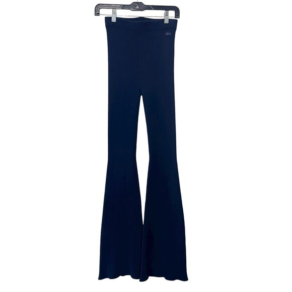 $138 Lacoste Blue Knit Ribbed Flare Wide Leg Slim Pants size XS - Picture 1 of 6